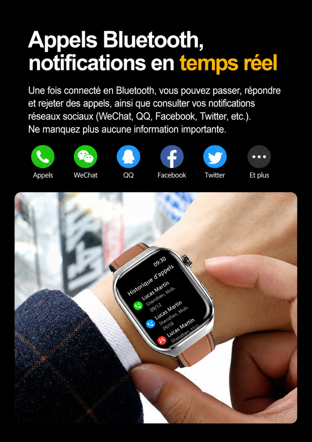 Montre Connectée Santé Premium IA – ECG, Température, Oxygène Sanguin & Analyse Complète