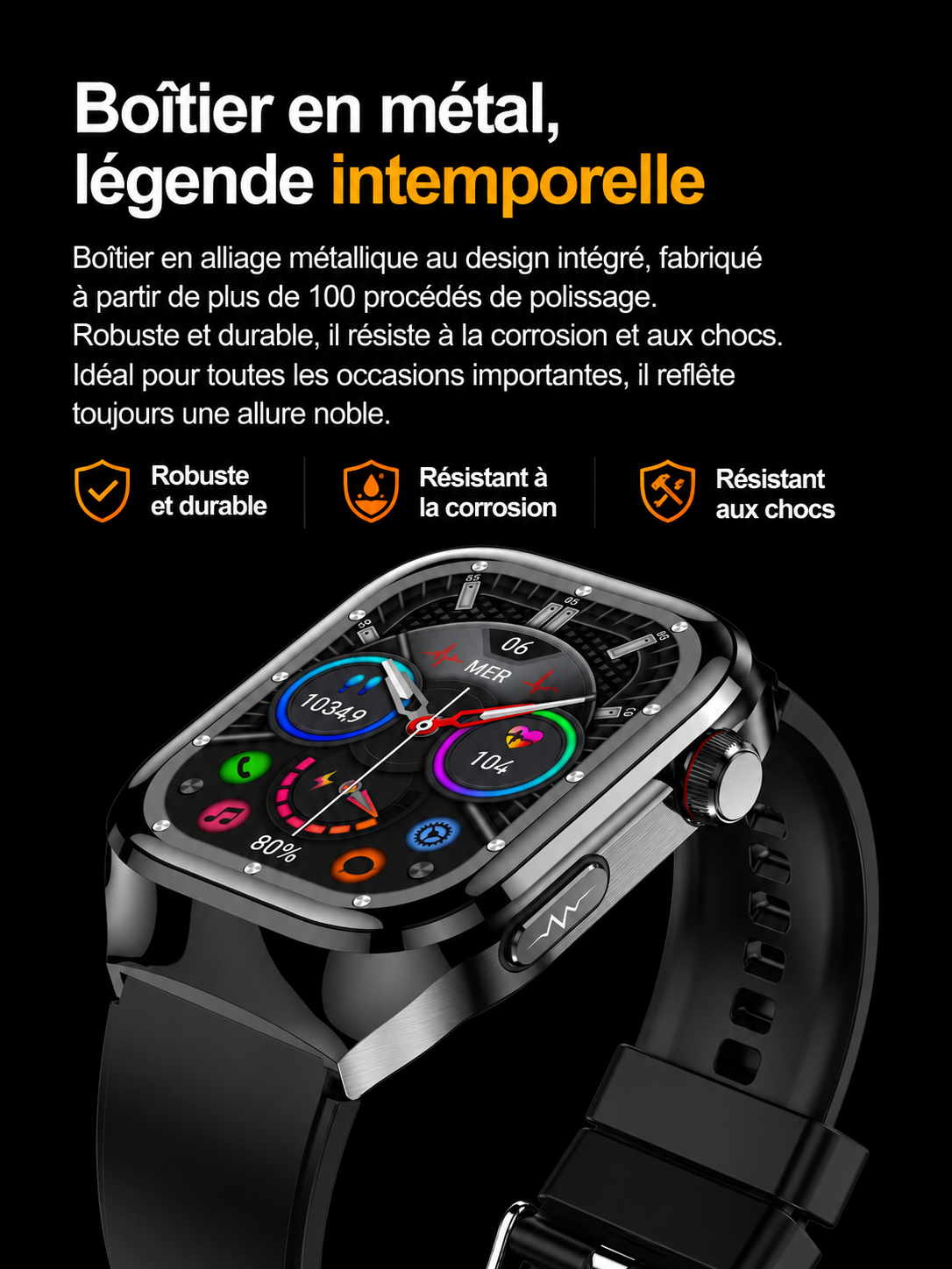 Montre Connectée Santé Premium IA – ECG, Température, Oxygène Sanguin & Analyse Complète