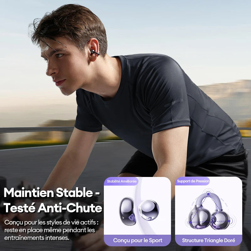 Écouteurs Bluetooth Lenovo LE302 OWS – Confort Ouvert, Son Spatial 9D & Bluetooth 6.0