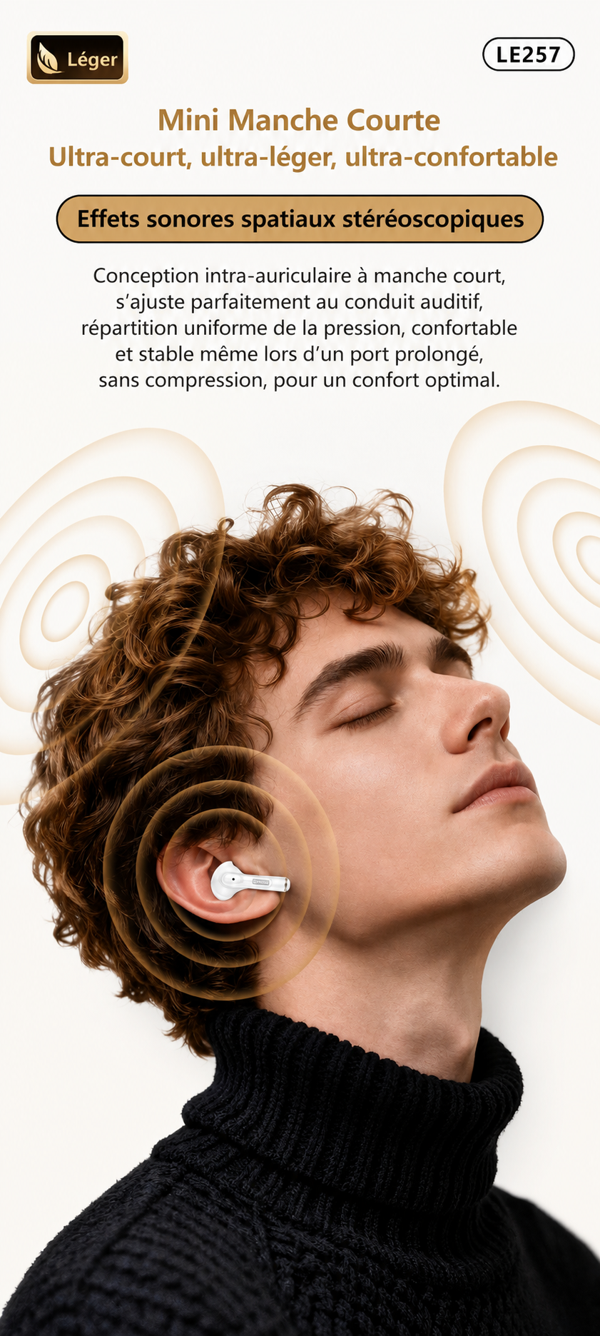 Lenovo LE257 – Écouteurs Bluetooth 6.0 HiFi avec Réduction de Bruit ENC
